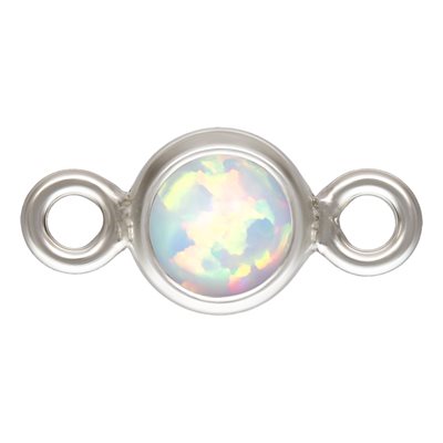 3.0mm White Bello Opal Bezel Connector AT