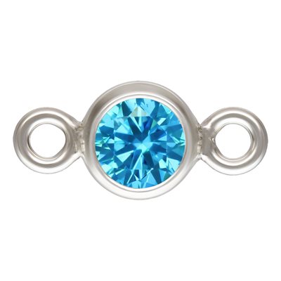3.0mm Swiss Blue 3A CZ Bezel Connector AT 3.0mm Swiss Blue 3A CZ Bezel Connector AT