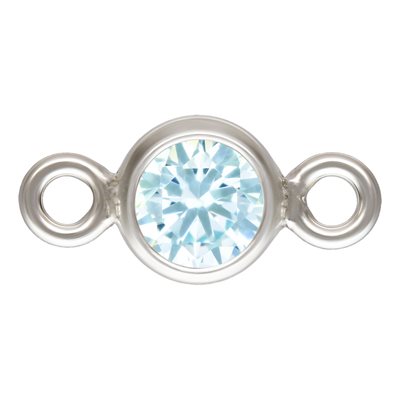 3.0mm Aquamarine 3A CZ Bezel Connector AT