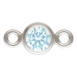 3.0mm Aquamarine 3A CZ Bezel Connector AT