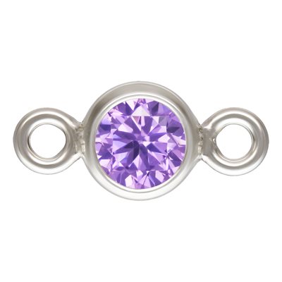 3.0mm Lt Amethyst 3A CZ Bezel Connector AT