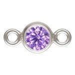 3.0mm Lt Amethyst 3A CZ Bezel Connector AT