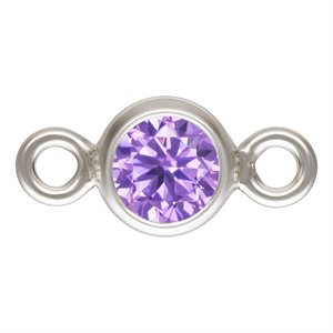 3.0mm Lt Amethyst 3A CZ Bezel Connector AT