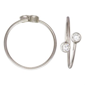 3mm White 3A CZ Adjustable Ring Size 6 AT