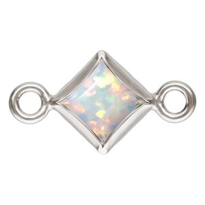 3.0mm White Bello Opal Square Bezel Connector SPAT