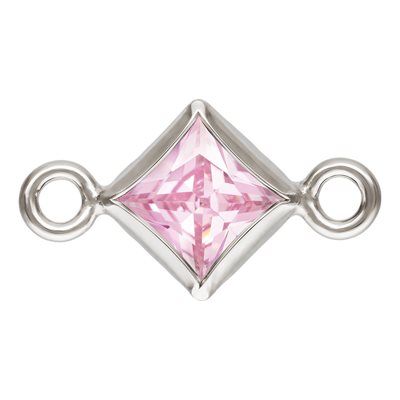 3.0mm Pink 3A CZ Square Bezel Connector SPAT 3.0mm Pink 3A CZ Square Bezel Connector SPAT