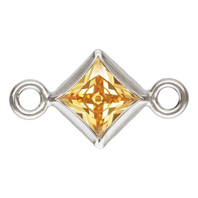 3.0mm Champagne 3A CZ Square Bezel Connector SPAT