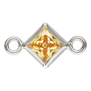 3.0mm Champagne 3A CZ Square Bezel Connector SPAT
