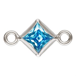 3.0mm Swiss Blue 3A CZ Square Bezel Connector SPAT