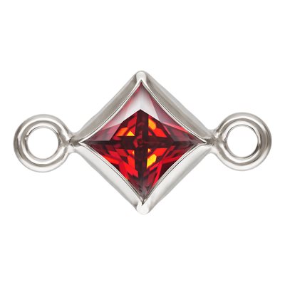 3.0mm Garnet 3A CZ Square Bezel Connector SPAT 3.0mm Garnet 3A CZ Square Bezel Connector SPAT
