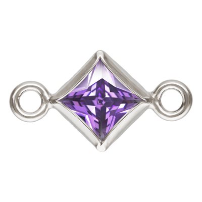 3.0mm Amethyst 3A CZ Square Bezel Connector SPAT 3.0mm Amethyst 3A CZ Square Bezel Connector SPAT