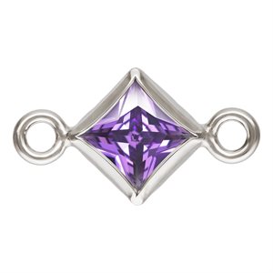 3.0mm Amethyst 3A CZ Square Bezel Connector SPAT