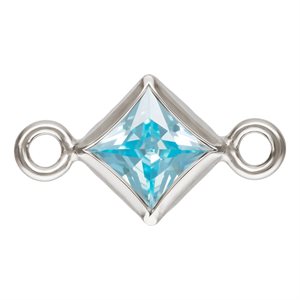 3.0mm Aquamarine 3A CZ Square Bezel Connector SPAT