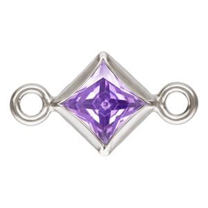 3.0mm Light Amethyst 3A CZ Square Bezel Connector SPAT