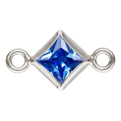 3.0mm Sapphire 3A CZ Square Bezel Connector SPAT 3.0mm Sapphire 3A CZ Square Bezel Connector SPAT