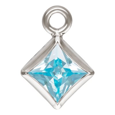 3.0mm Aquamarine 3A CZ Square Bezel Drop SPAT 3.0mm Aquamarine 3A CZ Square Bezel Drop SPAT