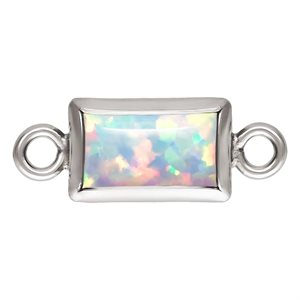 3.0x5.0mm White Bello Opal Rectangle Bezel Connector SPAT
