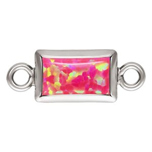 3.0x5.0mm Hot Pink Bello Opal Rectangle Bezel Connector SPAT