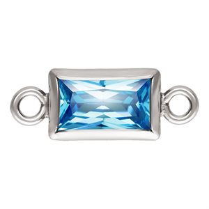 3.0x5.0mm Swiss Blue 3A CZ Rectangle Bezel Connector SPAT