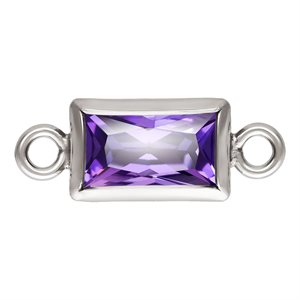 3.0x5.0mm Amethyst 3A CZ Rectangle Bezel Connector SPAT