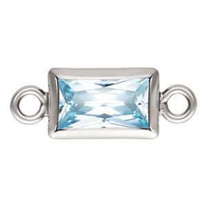 3.0x5.0mm Aquamarine 3A CZ Rectangle Bezel Connector SPAT