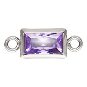 3.0x5.0mm Light Amethyst 3A CZ Rectangle Bezel Connector SPAT