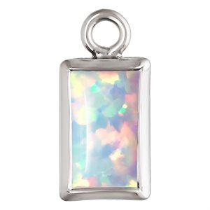 3.0x5.0mm White Bello Opal Rectangle Bezel Drop SPAT