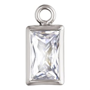 3.0x5.0mm White 3A CZ Rectangle Bezel Drop SPAT