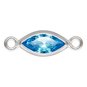3.0x6.0mm Swiss Blue 3A CZ Marquise Bezel Connector SPAT