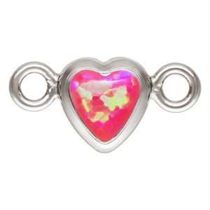 3.0mm Hot Pink Bello Opal Horizontal Heart Bezel Connector SPAT
