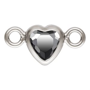 3.0mm Black 3A CZ Horizontal Heart Bezel Connector SPAT