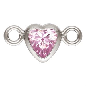 3.0mm Pink 3A CZ Horizontal Heart Bezel Connector SPAT
