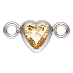 3.0mm Champagne 3A CZ Horizontal Heart Bezel Connector SPAT