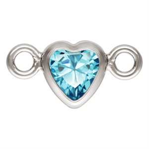 3.0mm Swiss Blue 3A CZ Horizontal Heart Bezel Connector SPAT