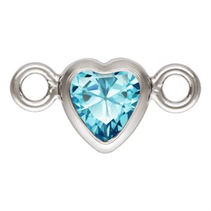 3.0mm Swiss Blue 3A CZ Horizontal Heart Bezel Connector SPAT