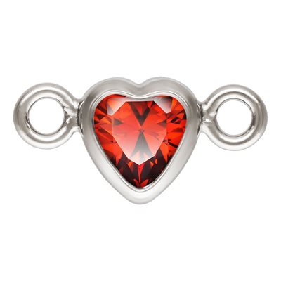 3.0mm Garnet 3A CZ Horizontal Heart Bezel Connector SPAT 3.0mm Garnet 3A CZ Horizontal Heart Bezel Connector SPAT