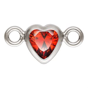 3.0mm Garnet 3A CZ Horizontal Heart Bezel Connector SPAT