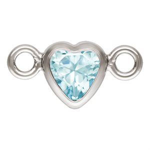 3.0mm Aquamarine 3A CZ Horizontal Heart Bezel Connector SPAT