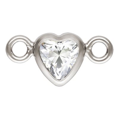 3.0mm White 3A CZ Horizontal Heart Bezel Connector SPAT