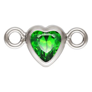 3.0mm Green 3A CZ Horizontal Heart Bezel Connector SPAT