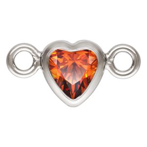 3.0mm Ruby 3A CZ Horizontal Heart Bezel Connector SPAT