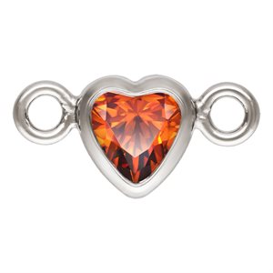 3.0mm Ruby 3A CZ Horizontal Heart Bezel Connector SPAT