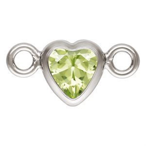 3.0mm Lime 3A CZ Horizontal Heart Bezel Connector SPAT