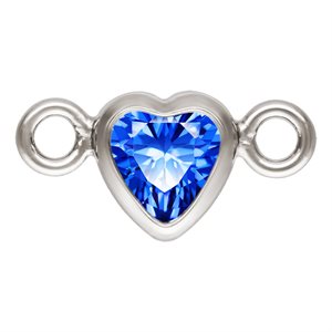 3.0mm Sapphire 3A CZ Horizontal Heart Bezel Connector SPAT