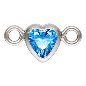 3.0mm Sapphire 3A CZ Horizontal Heart Bezel Connector SPAT