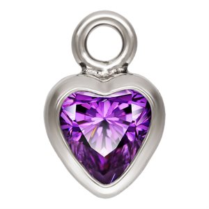 3.0mm Amethyst 3A CZ Heart Bezel Drop SPAT