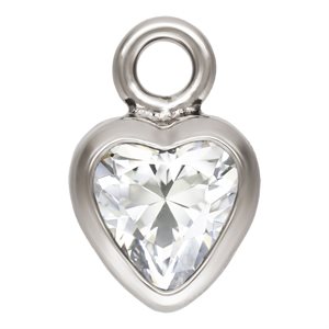 3.0mm White 3A CZ Heart Bezel Drop SPAT