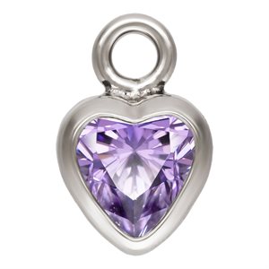 3.0mm Light Amethyst 3A CZ Heart Bezel Drop SPAT