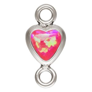 3.0mm Hot Pink Bello Opal Vertical Heart Bezel Connector SPAT