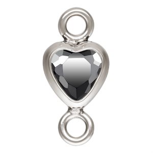 3.0mm Black 3A CZ Vertical Heart Bezel Connector SPAT